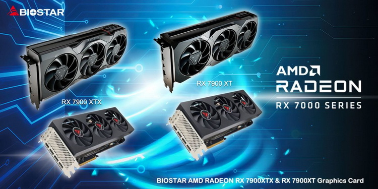 Biostar представила карты Radeon RX 7900 XTX и RX 7900 XT в эталонных и собственных версиях