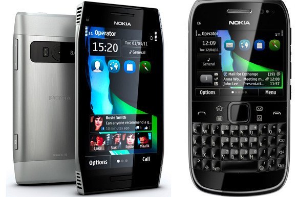 Новые смартфоны Nokia E6 и X7