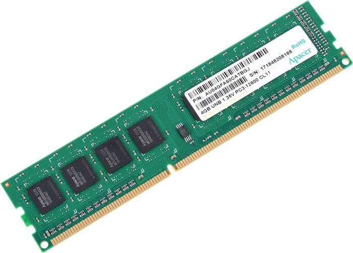 Оперативная память Apacer 4Gb DDR3 PC3-12800 [AU04GFA60CATBGJ]